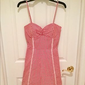Gingham red checkered vintage style swing dress